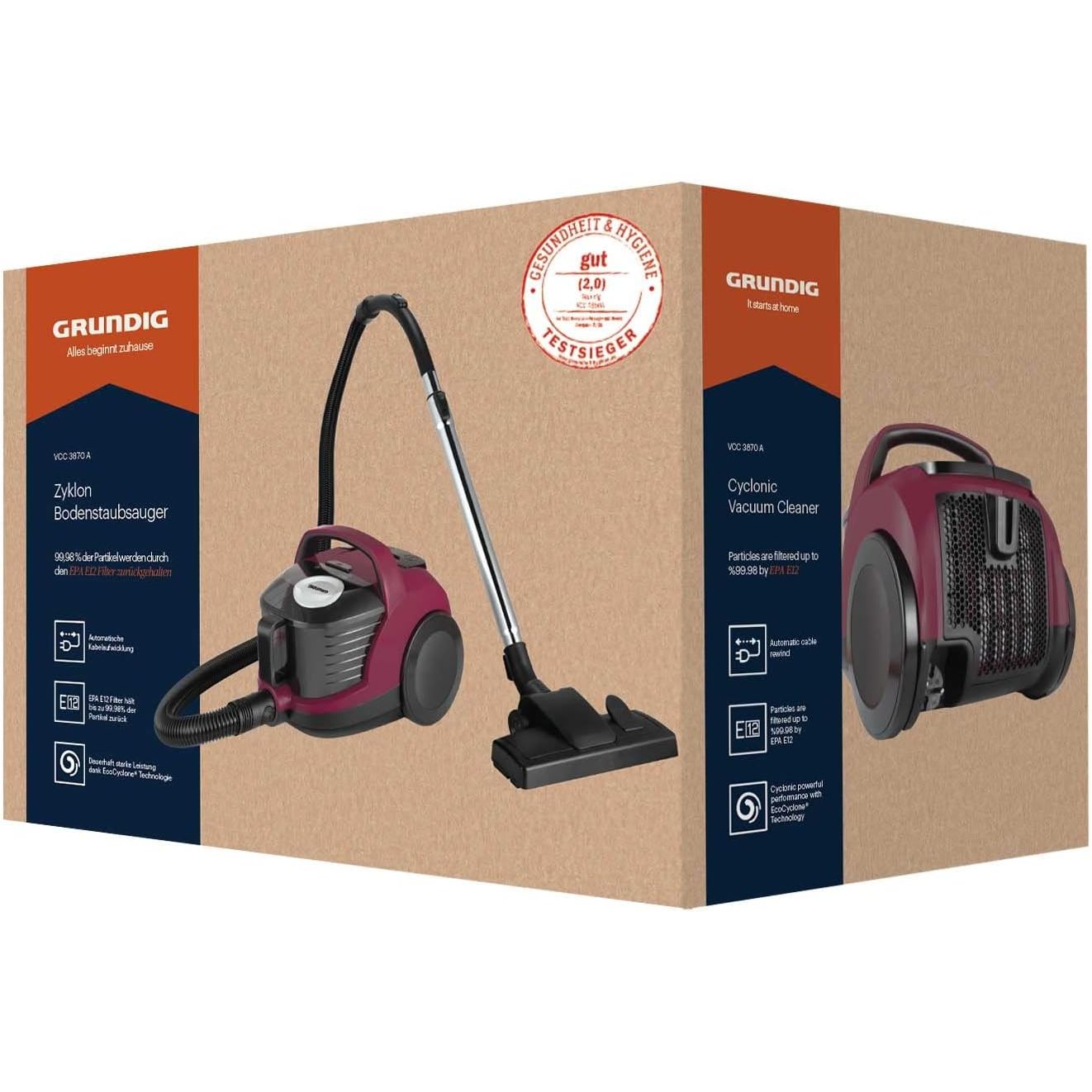 Bagless Vacuum Cleaner Grundig VCC3870A, 1.8L