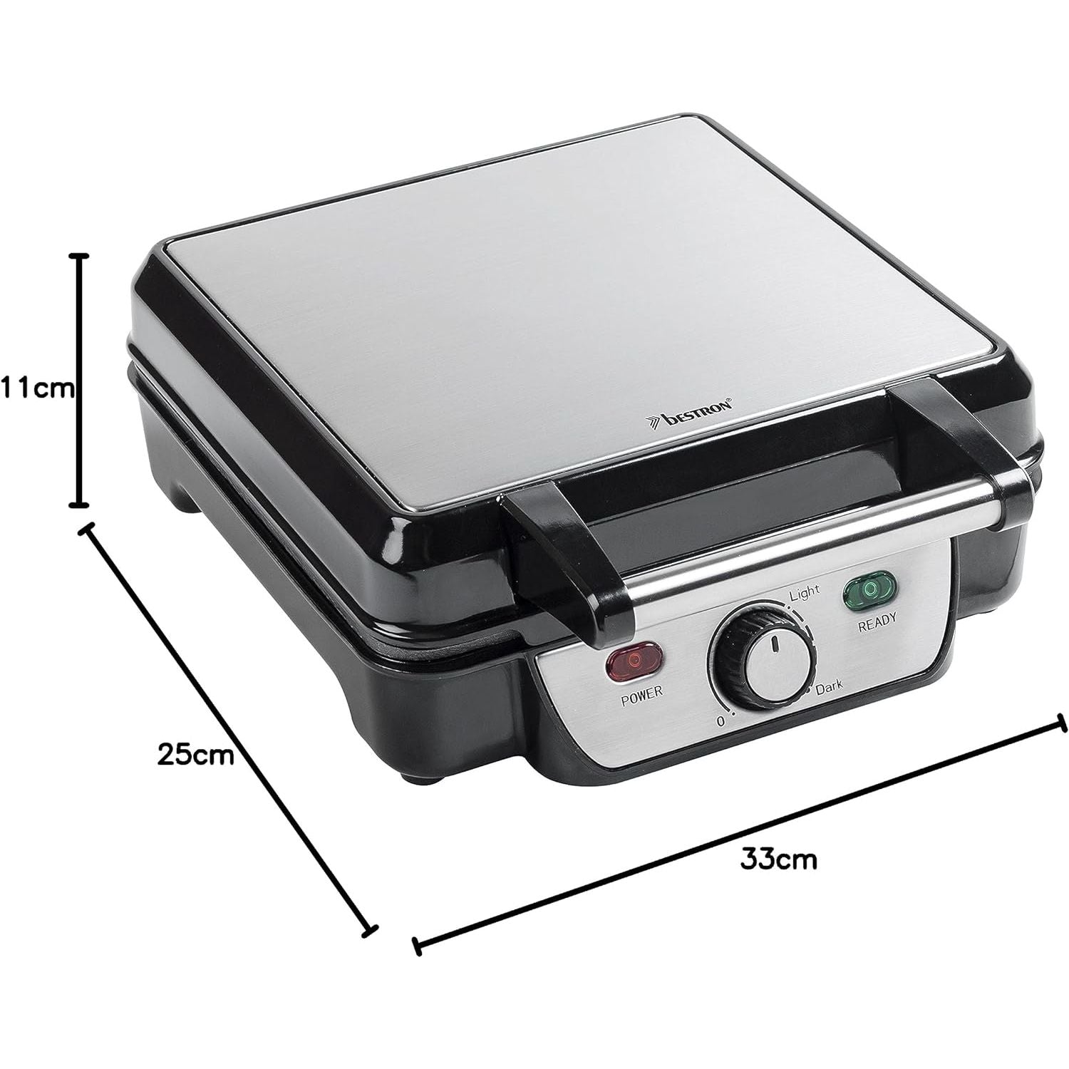 1100W Bestron Waffle Maker - Black/Stainless