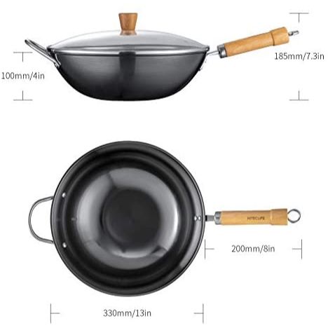 Wok Pan with Lid 13 in, Hiteclife